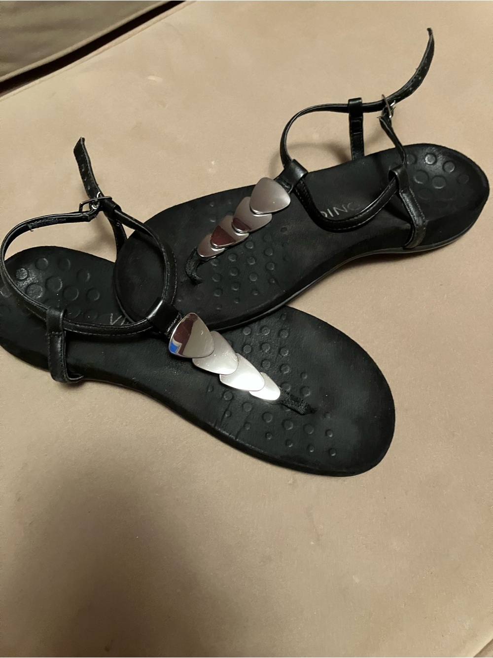 Vionic Miami Black Thong Ankle Strap Sandal with Silver Accents - Picture 5 of 7